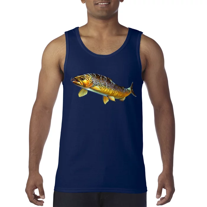 Brown Trout Fish with Fly Tank Top