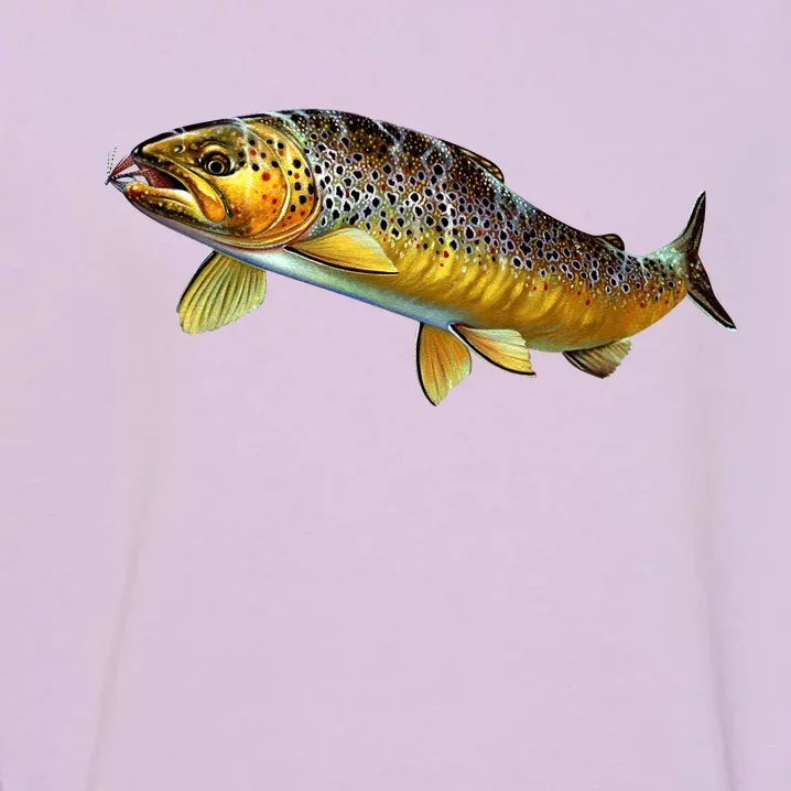 Brown Trout Fish with Fly Garment-Dyed Sweatshirt