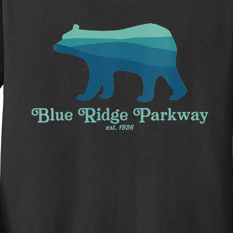 Blue Ridge Parkway Bear Smokies Appalachian Mountains Kids Long Sleeve Shirt