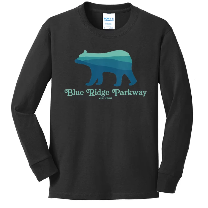 Blue Ridge Parkway Bear Smokies Appalachian Mountains Kids Long Sleeve Shirt