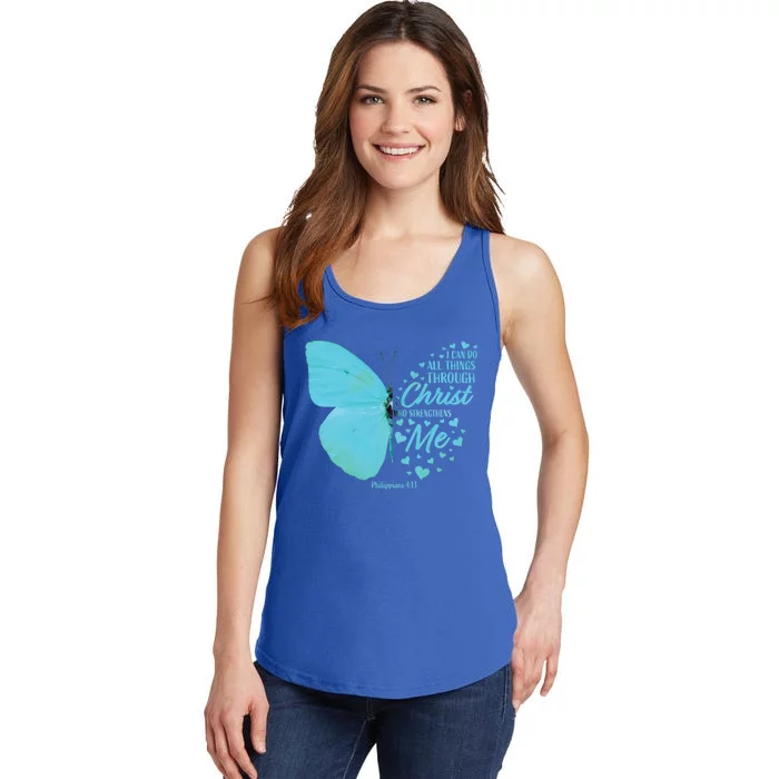 Butterfly Religious Philippians 4:13 Christian Funny Gift Ladies Essential Tank