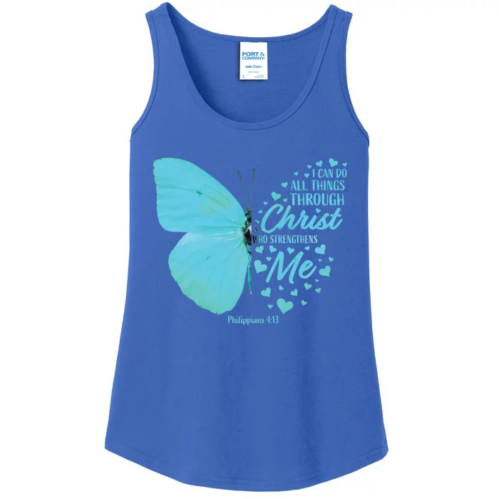 Butterfly Religious Philippians 4:13 Christian Funny Gift Ladies Essential Tank