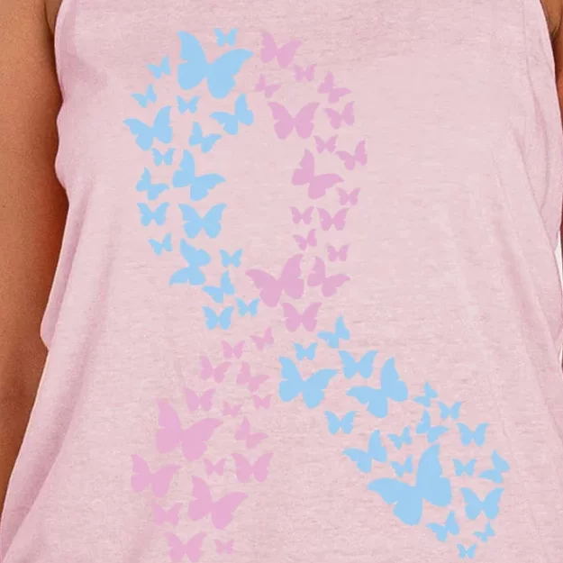 Butterfly Ribbon Pregnancy And Infant Loss Awareness Month Gift Women's Knotted Racerback Tank