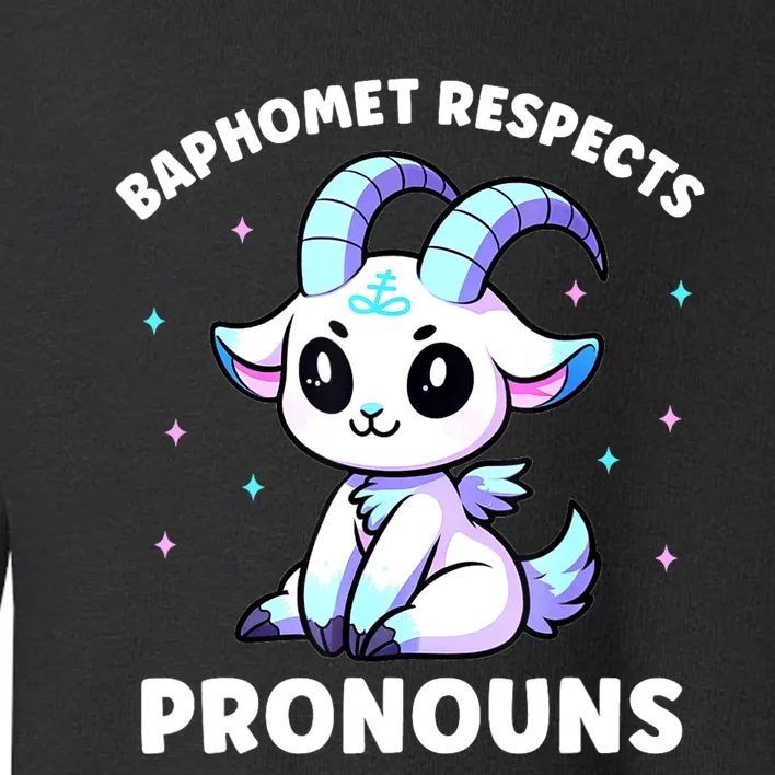 Baphomet Respects Pronouns Pride Kawaii Toddler Sweatshirt