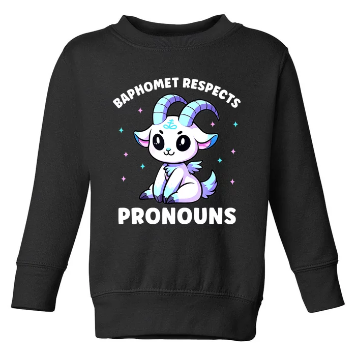 Baphomet Respects Pronouns Pride Kawaii Toddler Sweatshirt