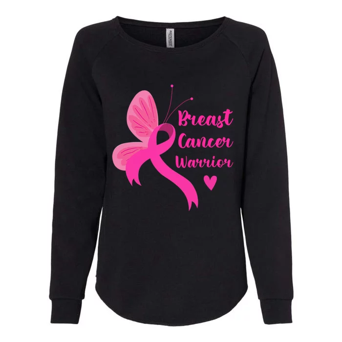 Butterfly Ribbon Pink Breast Cancer Warrior Awareness Cool Gift Womens California Wash Sweatshirt