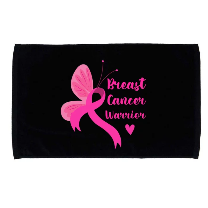 Butterfly Ribbon Pink Breast Cancer Warrior Awareness Cool Gift Microfiber Hand Towel