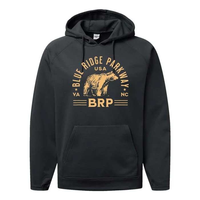 Blue Ridge Parkway BRP North Carolina Virginia Bear Design Performance Fleece Hoodie