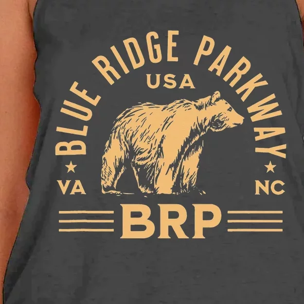 Blue Ridge Parkway BRP North Carolina Virginia Bear Design Women's Knotted Racerback Tank