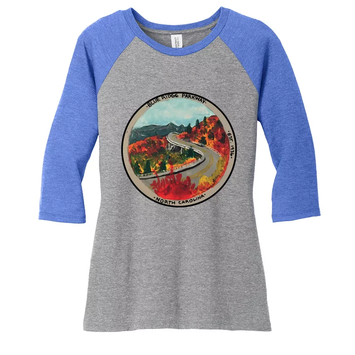 Blue Ridge Parkway Viaduct Women's Tri-Blend 3/4-Sleeve Raglan Shirt