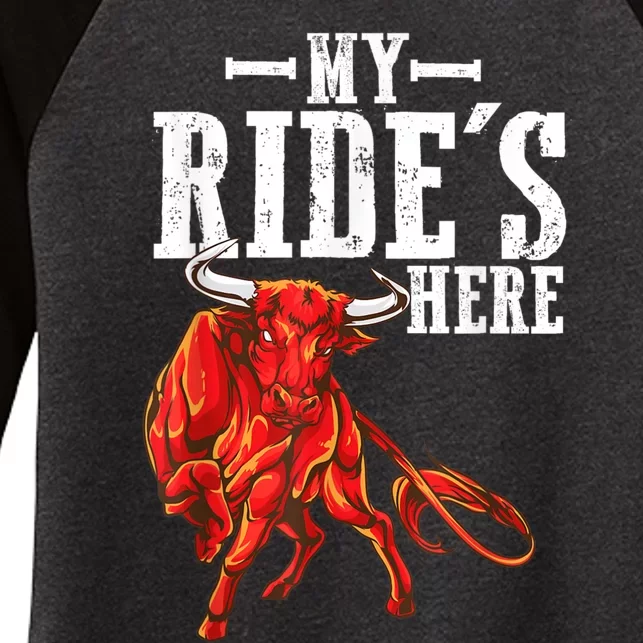 Bull Riding PBR Rodeo Bull Riders For Western Ranch Cowboys Women's Tri-Blend 3/4-Sleeve Raglan Shirt