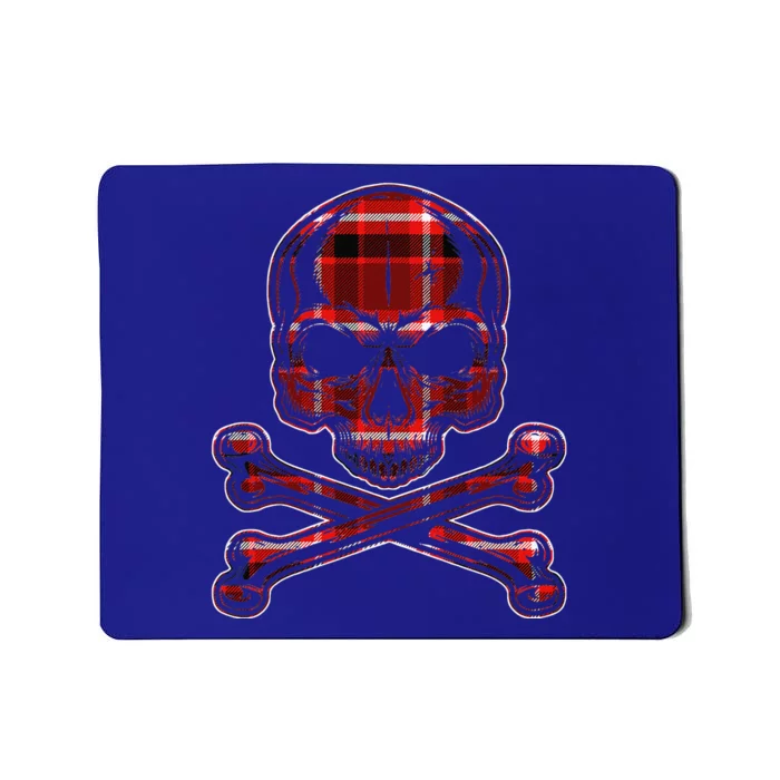 Buffalo Red Plaid Merry Christmas Skull Crossbones Mousepad