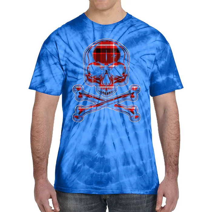 Buffalo Red Plaid Merry Christmas Skull Crossbones Tie-Dye T-Shirt