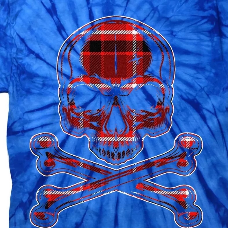 Buffalo Red Plaid Merry Christmas Skull Crossbones Tie-Dye T-Shirt