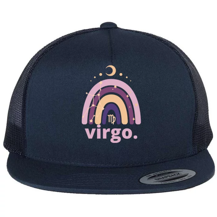 Boho Rainbow Pink Virgo Zodiac Sign Horoscope Birthday Gift Flat Bill Trucker Hat