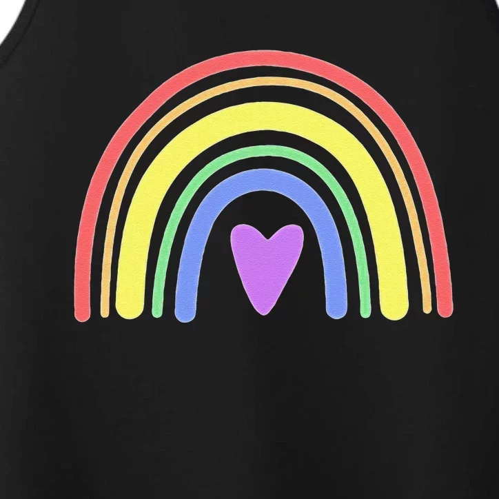 Boho Rainbow Pride Subtle LGBT Cute Heart Flag Equality Performance Tank