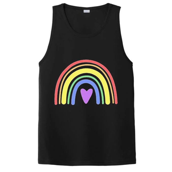 Boho Rainbow Pride Subtle LGBT Cute Heart Flag Equality Performance Tank