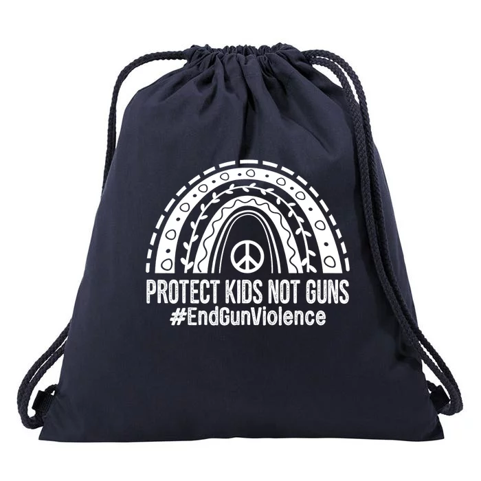 Boho Rainbow Protect Kids Not Guns End Gun Violence Orange Drawstring Bag