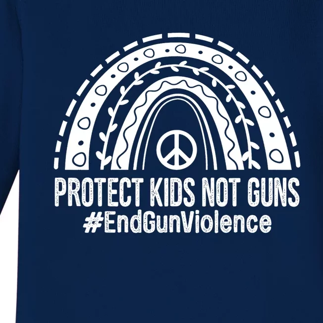 Boho Rainbow Protect Kids Not Guns End Gun Violence Orange Baby Long Sleeve Bodysuit