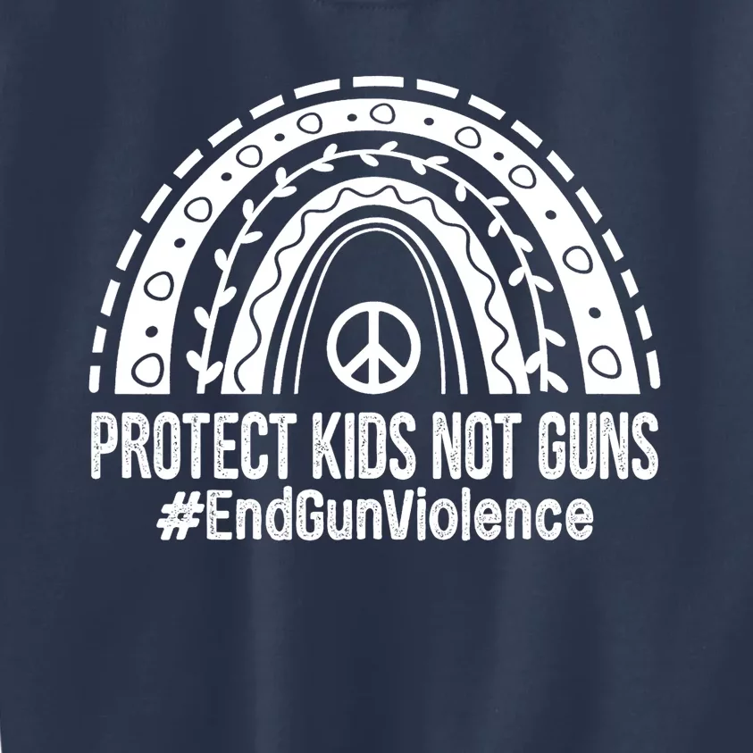 Boho Rainbow Protect Kids Not Guns End Gun Violence Orange Kids Sweatshirt