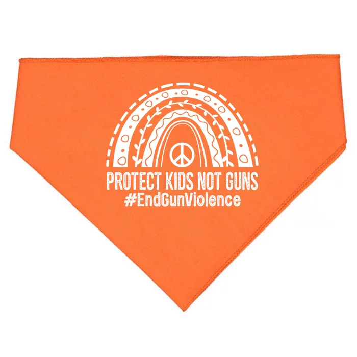 Boho Rainbow Protect Kids Not Guns End Gun Violence Orange USA-Made Doggie Bandana