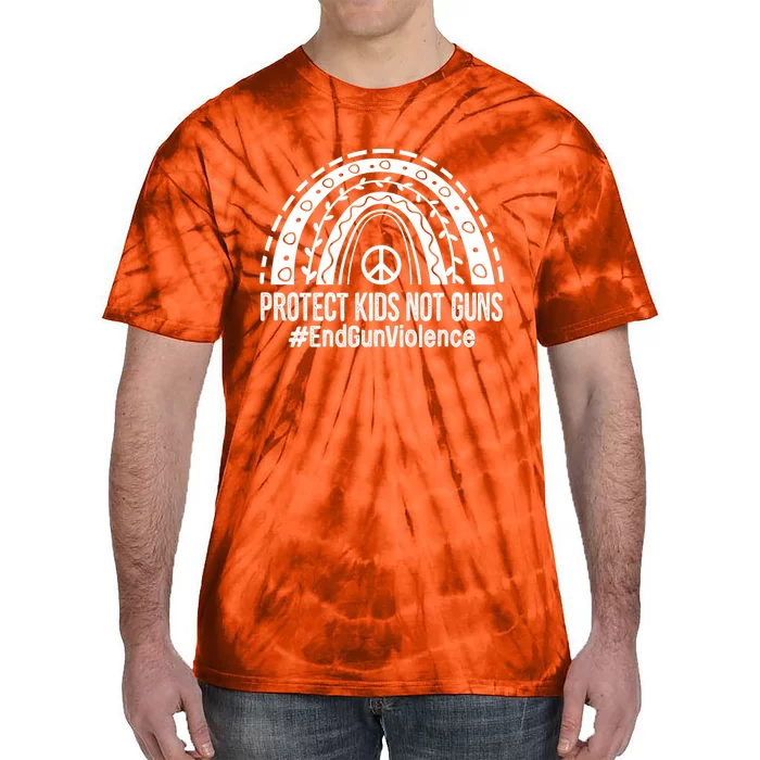 Boho Rainbow Protect Kids Not Guns End Gun Violence Orange Tie-Dye T-Shirt