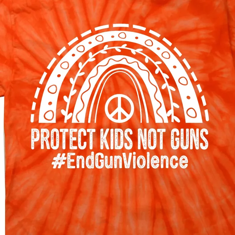 Boho Rainbow Protect Kids Not Guns End Gun Violence Orange Tie-Dye T-Shirt