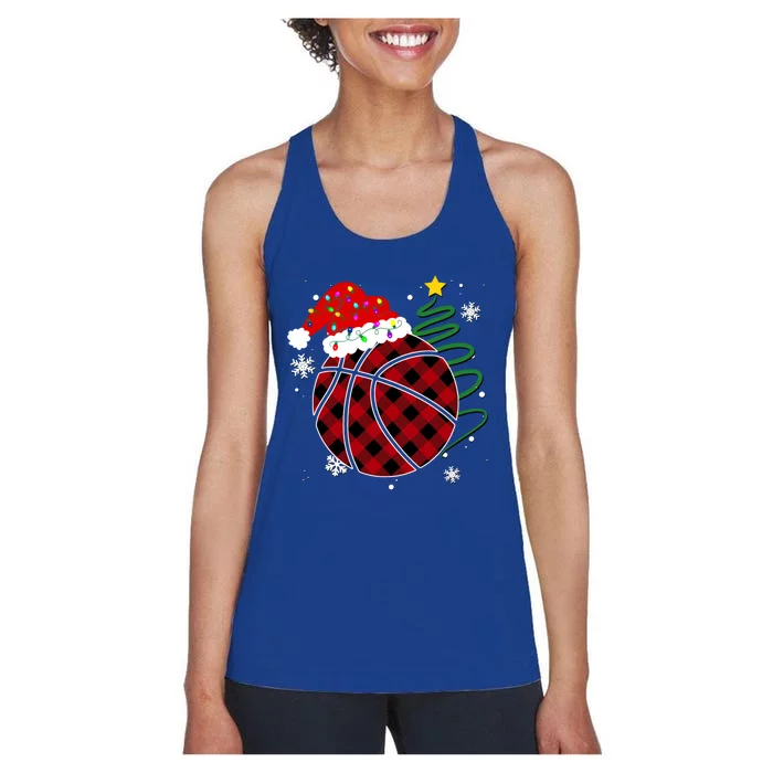 Buffalo Red Plaid Basketball Christmas Player Sport Xmas Gift Women's Racerback Tank