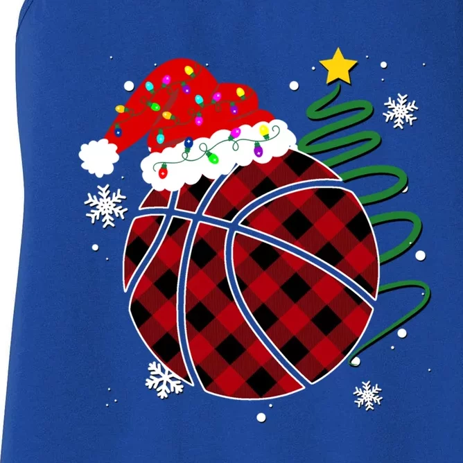 Buffalo Red Plaid Basketball Christmas Player Sport Xmas Gift Women's Racerback Tank