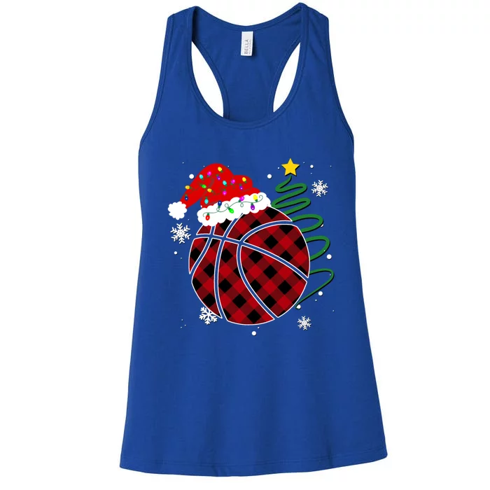 Buffalo Red Plaid Basketball Christmas Player Sport Xmas Gift Women's Racerback Tank