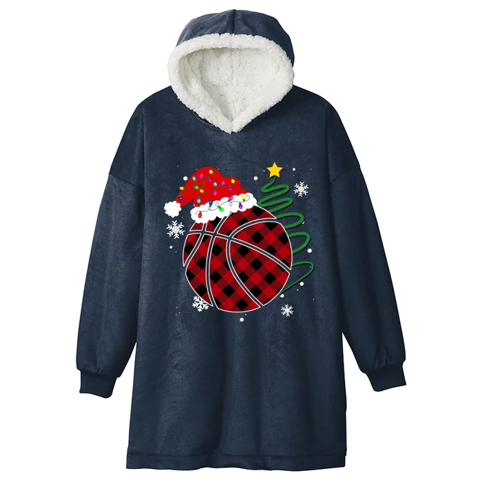 Buffalo Red Plaid Basketball Christmas Player Sport Xmas Gift Hooded Wearable Blanket