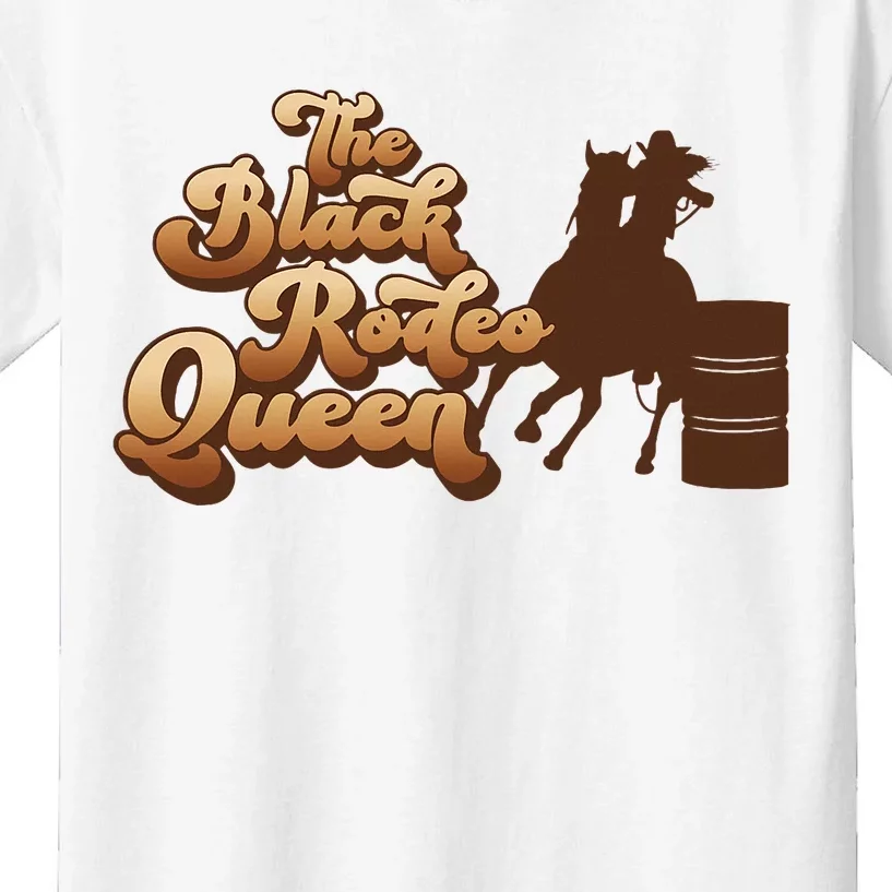 Black Rodeo Queen Barrel Racing African American Cowgirl Kids T-Shirt