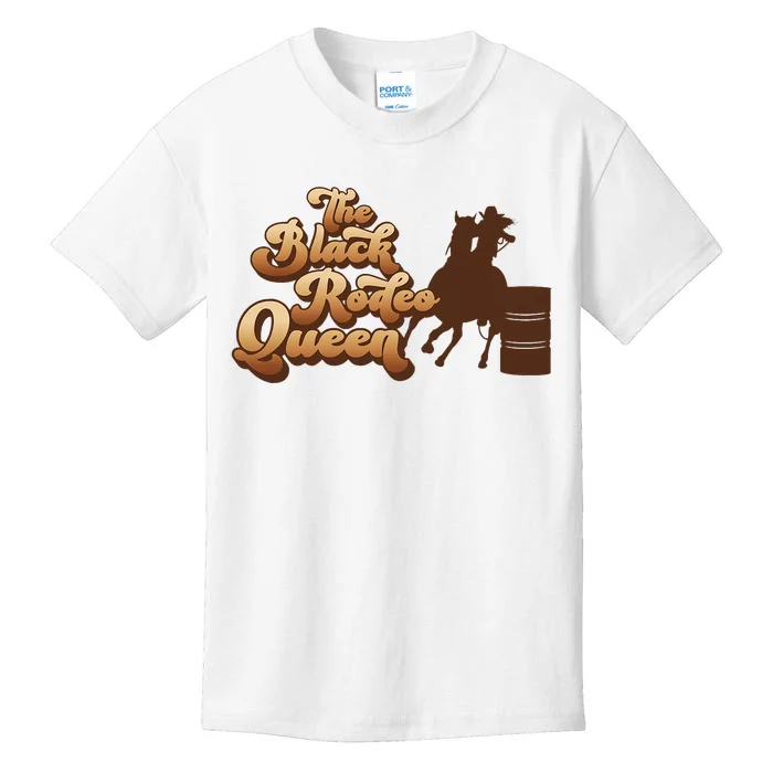 Black Rodeo Queen Barrel Racing African American Cowgirl Kids T-Shirt