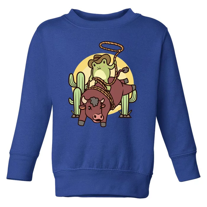 Bull Riding Rodeo Cowboy Frog Bull Rider Toddler Sweatshirt