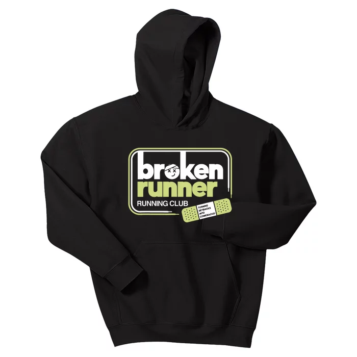 Broken Runner Running Club Turning Setbacks Into Comebacks Kids Hoodie