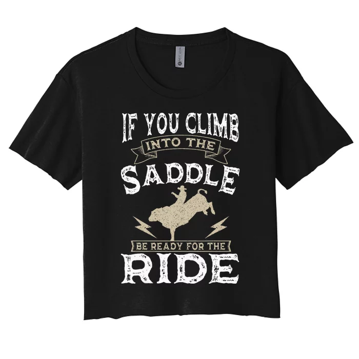 Bull Riding Rodeo Sport Cowboy Bull Rider Women's Crop Top Tee