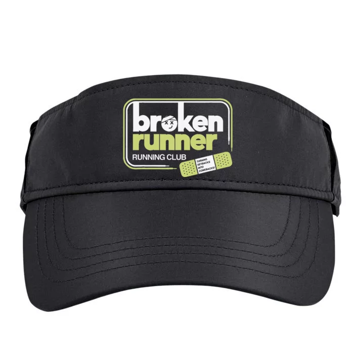 Broken Runner Running Club Turning Setbacks Into Comebacks Gift Adult Drive Performance Visor