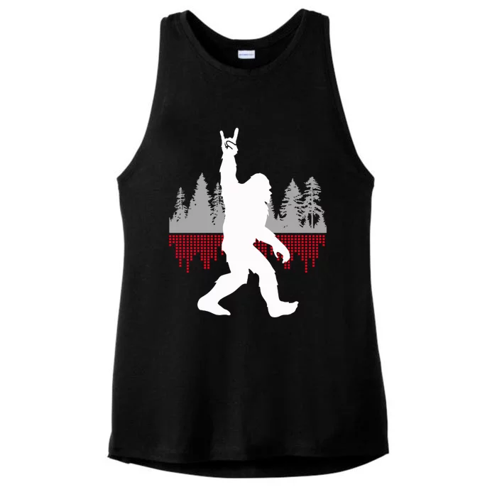 Bigfoot Rocker Rock N Roll Bassquatch Sasquatch Believers Gift Ladies Tri-Blend Wicking Tank