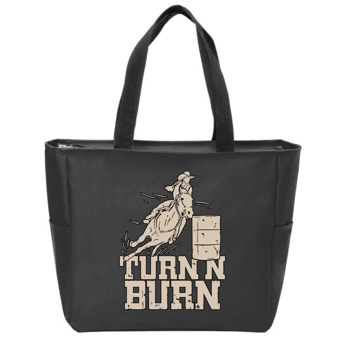 Barrel Racing Racer Rodeo Turn N Burn Zip Tote Bag