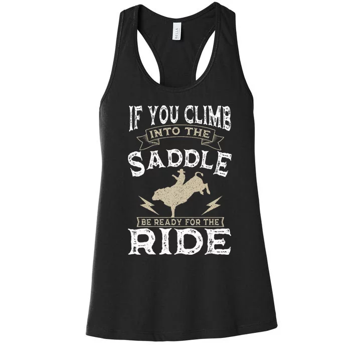 Bull Riding Rodeo Sport Cowboy Bull Rider Women's Racerback Tank