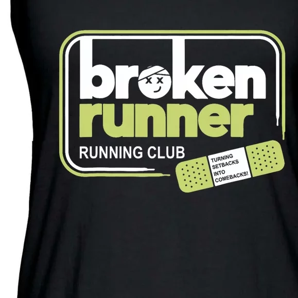 Broken Runner Running Club Turning Setbacks Meme Ladies Essential Flowy Tank