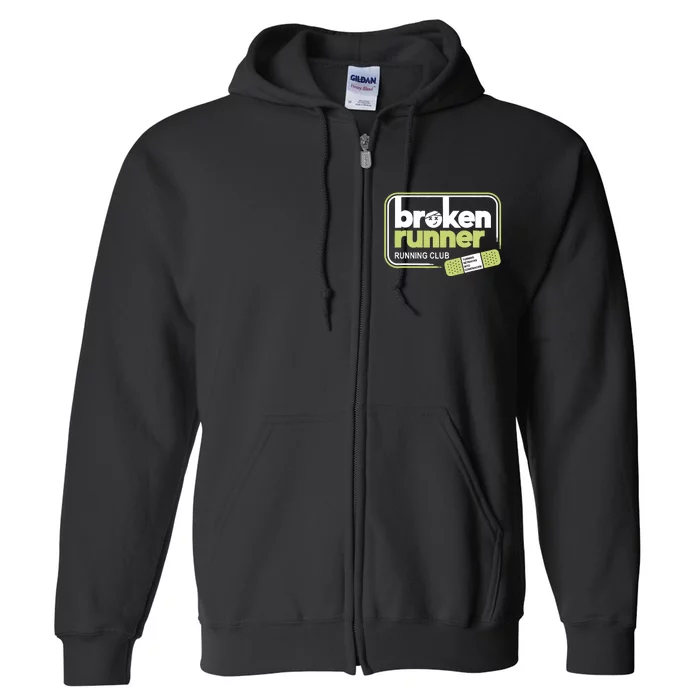 Broken Runner Running Club Turning Setbacks Meme Full Zip Hoodie