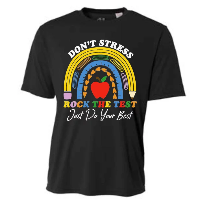 Boho Rainbow Rock The Test Testing Day Teacher Students Cooling Performance Crew T-Shirt