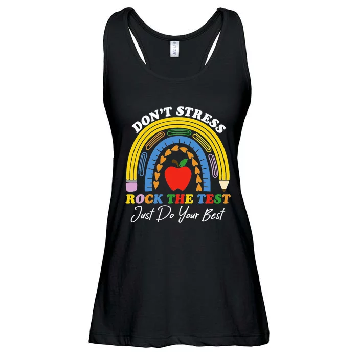 Boho Rainbow Rock The Test Testing Day Teacher Students Ladies Essential Flowy Tank