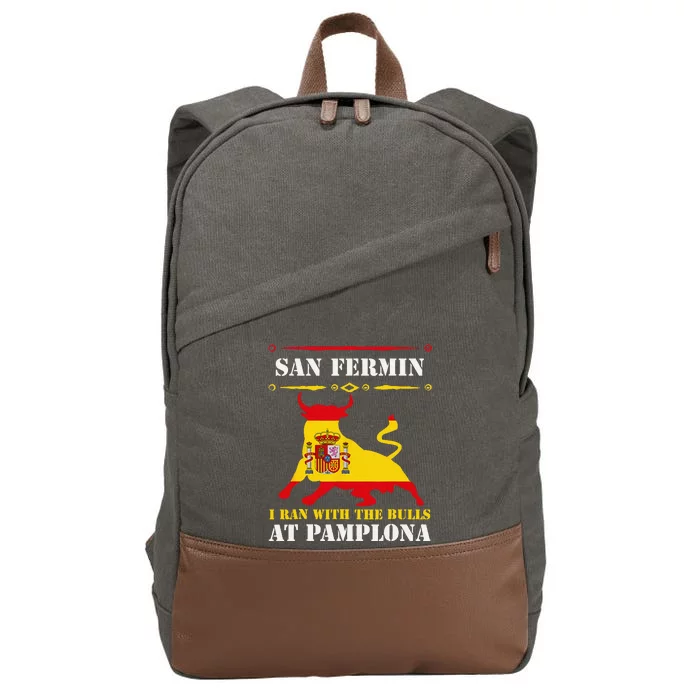 Bull Run Running Of The Bulls At Pamplona July San Fermin Cotton Canvas Backpack