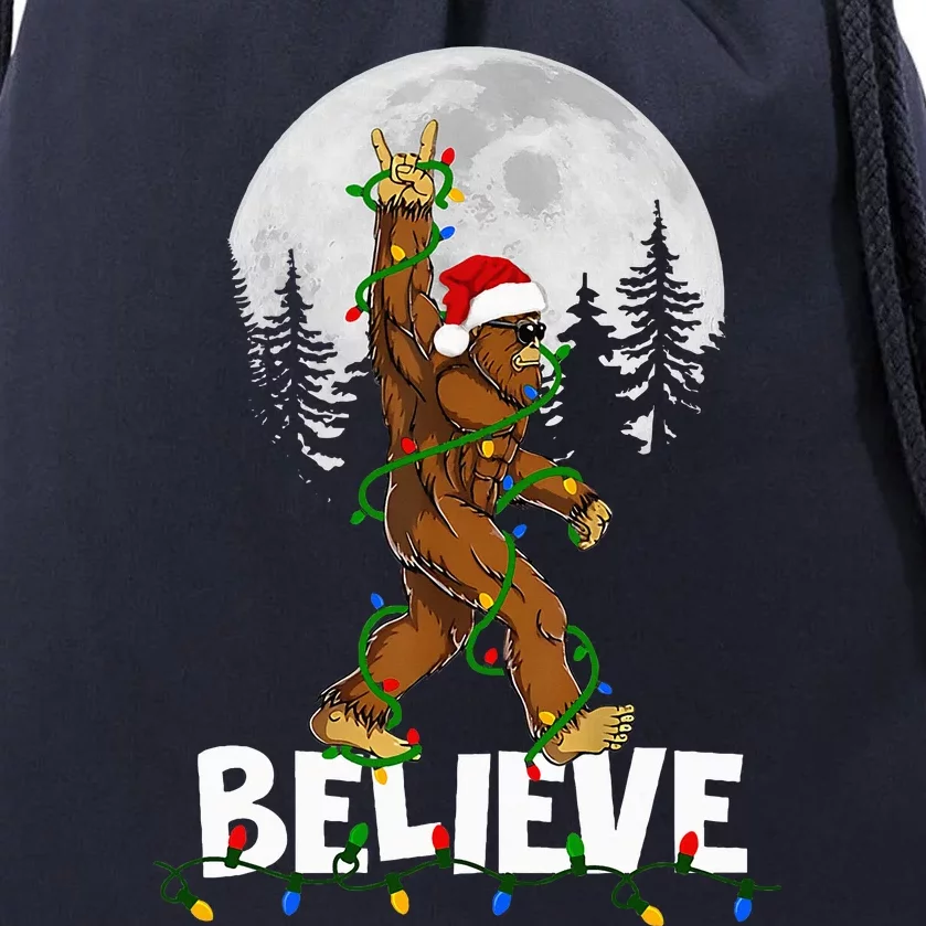 Bigfoot Rock Roll Sasquatch Christmas Believe Gifts Drawstring Bag