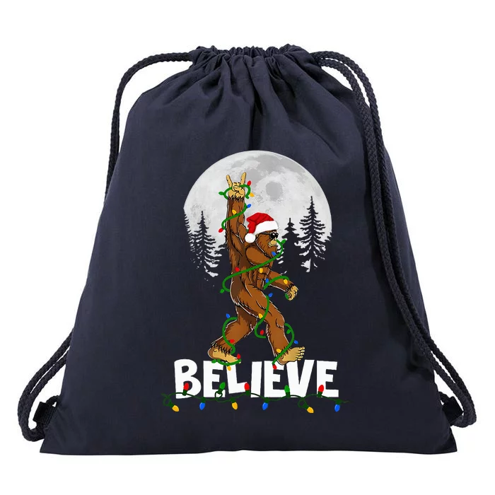 Bigfoot Rock Roll Sasquatch Christmas Believe Gifts Drawstring Bag