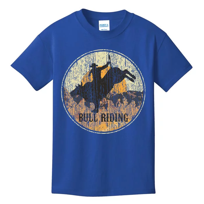 Bull Riding Rodeo Western Country Kids T-Shirt