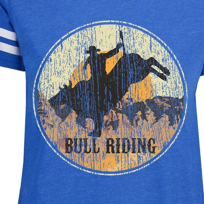 Bull Riding Rodeo Western Country Enza Ladies Jersey Football T-Shirt