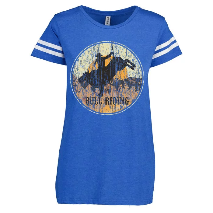 Bull Riding Rodeo Western Country Enza Ladies Jersey Football T-Shirt